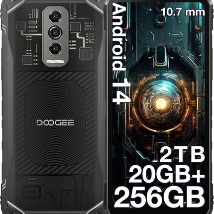 DOOGEE Blade 10 Ultra välistingimustes kasutatav mobiiltelefon ilma lepinguta Android 14, 20GB+256GB/2TB TF õues kasutatav nutitelefon, 6.56 tolli HD+ ehitusplatsi telefon 10.7mm üliõhuke, 50MP+8MP, 5150mAh, IP68 veekindel/NFC/Face ID/GPS