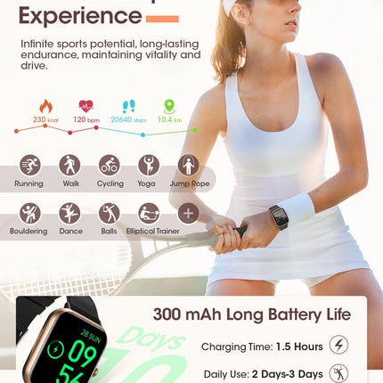 RUXINGX 2024 Smartwatch Women, 1.83" HD Wrist Watch with Phone Function Menstrual Cycle Heart Rate Sleep Monitor SpO2 IP68 Sports Watch Fitness Tracker Pedometer for iOS Android Rose Gold Black