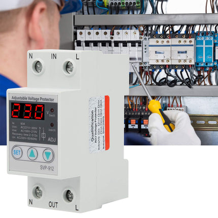 Jadeshay Power Protector, Intelligent Single-Phase Adjustable Overvoltage Undervoltage Current Protector 230VAC(63A)