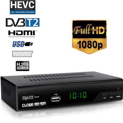 hd-line 2910 DVBT2 Receiver Full HD 1080P 4K for TV (HEVC/H.265 HDMI SCART, USB 2.0, DVBT-2, DVB-T2, DVB T2, DVBT 2), Receiver, Resiver, Receiver, Black, Echosat 20910 S, 2910echo