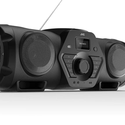JVC Boomblaster RV-NB300DAB, 2 x 30 vatti, DAB+, FM, Bluetooth, CD, USB, liinisisend, kitarri ja mikrofoni sisend, kaugjuhtimispult