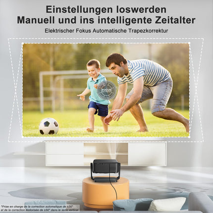 Beamer 【360° Drehbarem Ständer & Auto Keystone & E-Fokus】 FHD 1080P 23000LM mini Beamer mit WiFi6 und Bluetooth 5.2,70% Zoom ONOAYO abnehmbar Outdoor Heimkino Beamer Kompatibel mit Handy,PC,TV-Sticks