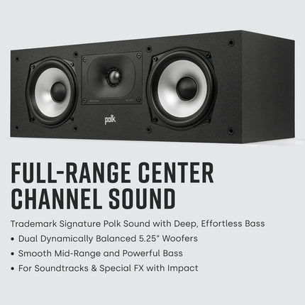 Polk Audio Monitor XT30 keskkõlar, Hi-Res sertifitseeritud, Dolby Atmos ja DTS:X ühilduv (tükk), must