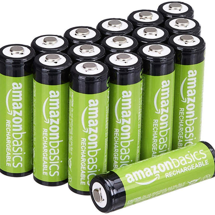 Amazon Basics Pre-Charged Ni-MH AA Rechargeable Batteries - 2000 mAh Rechargeable Batteries, 16 Count (Battery foil may vary from product photo) + Battery Charger for Ni-MH AA / AAA Batteries and USB Devices