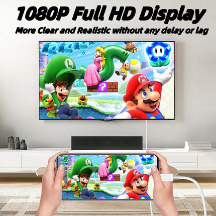 Lightning-HDMI kaabliadapter iPhone'ile, 1080P digitaalse AV-adapteri ekraani sünkroonimispistik, mis ühildub telefonidega 14 12 11 XS XR X, teleri projektori monitoriga, 1M (mitte iPhone 15/16 ega Netflixiga)