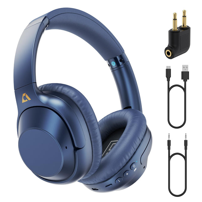 YMOO kõrvaklapid Bluetooth 5.2 aktiivne mürasummutus lennukile, 75H HiFi stereo kõrvaklapid juhtmevabad Bluetooth mikrofoniga, kõrvaklapid teleri/arvuti/mobiiltelefoni jaoks lennuadapteriga
