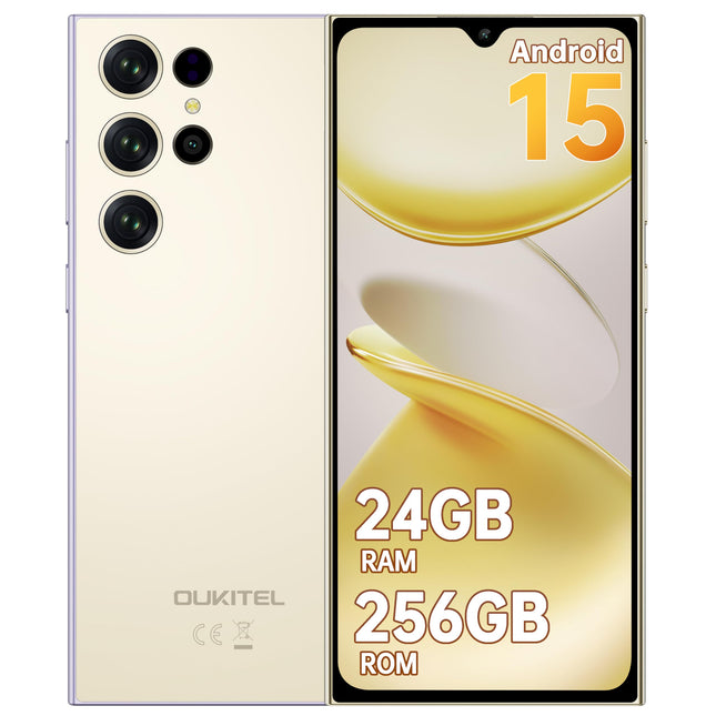 OUKITEL C61 Pro nutitelefon lukustamata Android 15, 24 GB + 256 GB / 1 TB mobiiltelefon ilma lepinguta, 6,88-tolline HD+ ekraan nutitelefon 5150 mAh, 13 MP + 5 MP, kahe SIM-kaardiga 4G SIM-kaardivabad telefonid, NFC/sõrmejälje/näotuvastuse/OTG