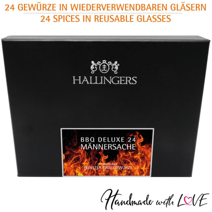 Hallingersi BBQ Deluxe 24 meesteeseme - käsitööna valminud vürtside kinkekomplekt, 24 BBQ-vürtsi üle maailma (komplekt) - emadepäeva- ja isadepäevakingitused | Uus kodu Palju õnne Sõpruse geen