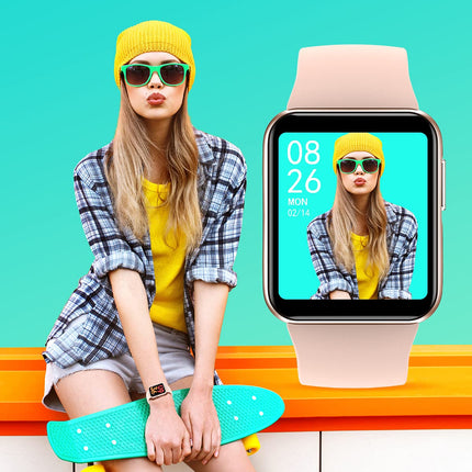 GRV Smartwatch for Women Men, 1.4 inch Touch Color Display Fitness Watch with SpO2, Heart Rate Monitor, Pedometer, Sleep Monitor, 9 Training Modes, Personalized Watch Face, Stopwatch, IP68 Waterproof