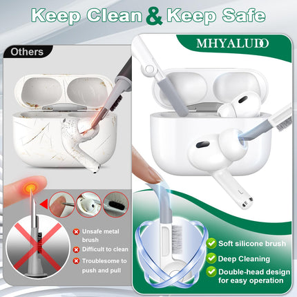 MHYALUDO Airpods Pro 2. põlvkonna ümbris turvalise lukuga, ühildub Airpods Pro 2./1. põlvkonna ümbristega, läbipaistev TPU, sõjaväeklassi löögikindel ümbris. Armeeroheline