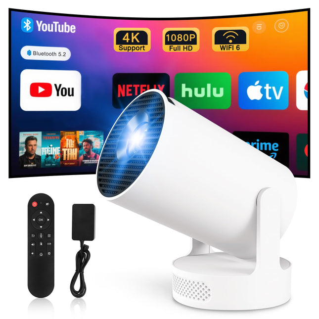 Miniprojektor 4K kaasaskantav videoprojektor WiFi 6 Android 11 Full HD toega telefonile/arvutile/sülearvutile/pulgale HDMI kodukino väline kõlar
