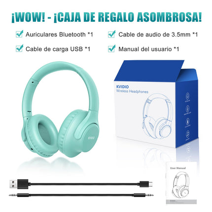 KVIDIO Bluetooth-kõrvaklapid, juhtmevabad kõrvaklapid 65-tunnise mänguajaga, intensiivne bass, juhtmevabad 5.2 Bluetooth-kõrvaklapid kõrva peale, kiire laadimine, pikk aku tööiga telefoni ja arvuti jaoks