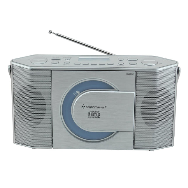 Soundmaster RCD1770SI DAB+ FM-raadio, CD-MP3-mängija, CD-R ja CD-RW kaasaskantav, aku ja vooluvõrgust töötav, LCD-ekraan kuupäeva ja kellaajaga, USB- ja kõrvaklappide ühendus