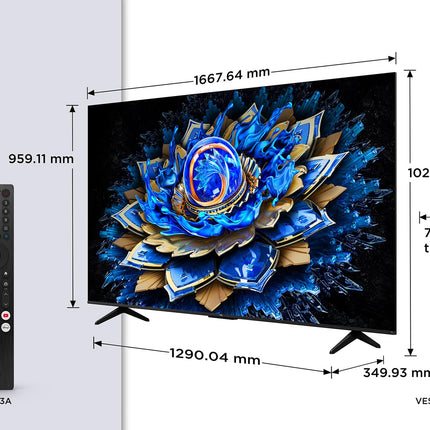 TCL 75T69C 75 inch QLED, Direct LED TV, 4K HDR TV, Smart Google TV (Dolby Vision &amp; Atmos, Game Master, Motion Clarity, Compatible with Google Assistant &amp; Alexa)