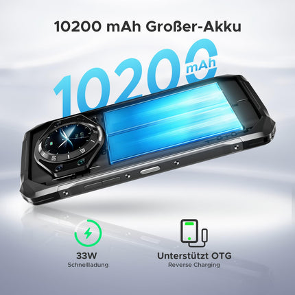 DOOGEE S119 Outdoor Handy Ohne Vertrag 10200mAh/33W Outdoor Smartphone 512GB+24GB/2TB, 1.32" Rückdisplay 6.72” FHD+ 120Hz Baustellenhandy, 100MP+16MP, IP68/ Fingerabdruck/ 3 Card Slot/NFC/Face ID