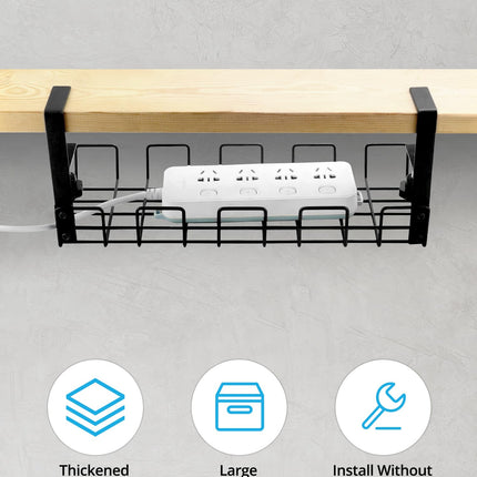 QWORK 2 pieces under-table cable management, cable duct desk, cable basket for managing, for managing cables and power strips
