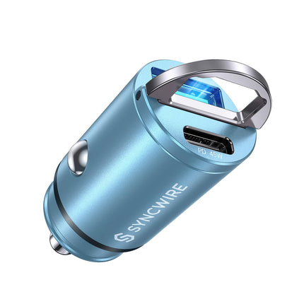 SYNCWIRE 90W sigaretisüütaja USB-C ja USB-autoadapter [PD 45W ja QC 45W] Supermini metallist autolaadija USBC kiirlaadimiseks, ühildub iPhone 15 14 13 12 Pro Maxi, Google Pixel 7, Samsungi, sinisega