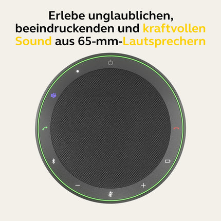 Jabra Speak2 75 wireless speakerphone with USB-C Bluetooth adapter, 4 noise-cancelling microphones, 65 mm wideband speaker, MS Teams certified, dark grey