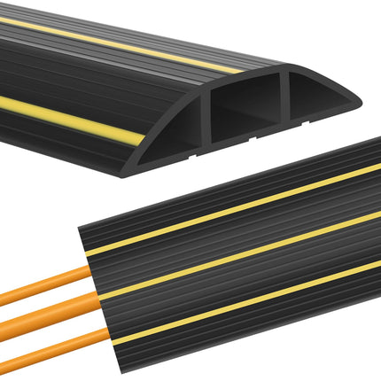 Floor Cable Cover, 1.5 Meter Outdoor Cable Protector, Cable Covers for Cables, Cable Cover for Wires, Floor Cable Tidy, 3 Cable Channels for Home, Offices, Retail,