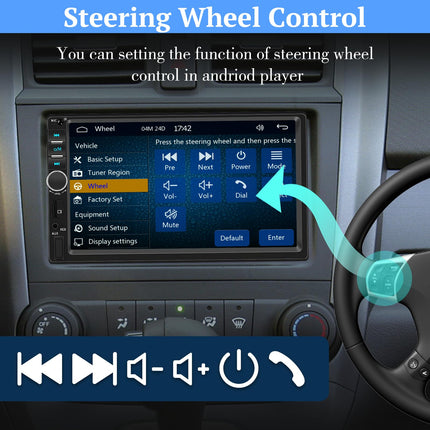 NHOPEEW 2 DIN autoraadio Carplay ja Android Autoga - 7-tolline HD puutetundliku ekraaniga autoraadio Bluetoothi ​​ja Mirror Linkiga - EQ/FM/SWC/AUX/USB + tahavaatekaamera