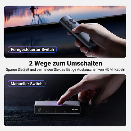 UGREEN HDMI 2.1 lüliti 8K@60Hz HDMI jaotur 3 sisendit 1 väljund HDMI lülituskonsool toetab VRR-i ja ALLM-i, Dolby Visioni, ühildub PS5, Xboxi, Apple TV ja DVD-mängijaga
