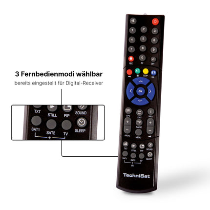 TechniSat remote control PVR 235 – Original replacement remote control for DIGICORDER HD S2/K2, TECHNISTAR S1/S2/K1, black