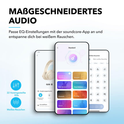 Soundcore by Anker Q20i juhtmevabad Bluetooth-kõrvaklapid hübriidse aktiivse mürasummutusega, 40-tunnine mänguaeg ANC-režiimis, kõrglahutusega heli, sügav bass, kohandamine rakenduse kaudu (valge)