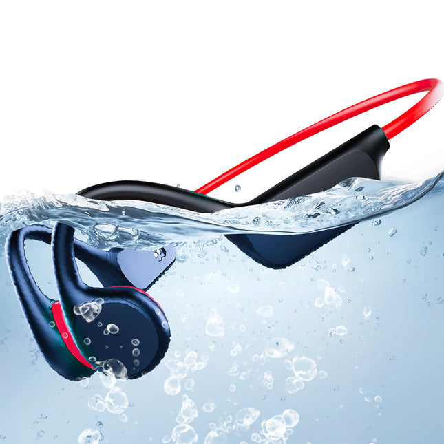 IPX8 veekindlad luujuhtivusega kõrvaklapid ujumiseks, veealused ujumiskõrvaklapid luujuhtivusega Bluetooth 5.3 32 GB MP3-mängijaga ujumiseks surfamiseks ujumiskõrvaklapid ujumiseks (must punane)