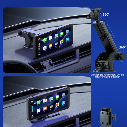 Volam kaasaskantav autoraadio juhtmevaba Apple Carplay ja Android Autoga, 6,86-tolline IPS puuteekraan, 1080P veekindel tahavaatekaamera, digitaalne vastuvõtja Siri Google'i/GPS-navigatsiooni/Bluetoothi/peegelvideoga