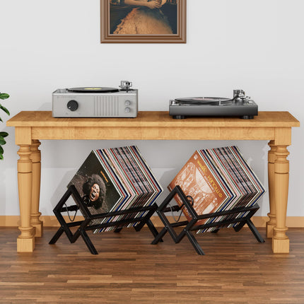 EKNITEY vinüülplaatide hoidik 80-100 LP-le, metallist LP-plaadialus, lihtne kokku panna (must)