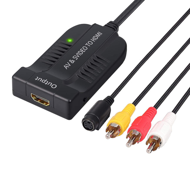 eSynic AV CVBS S-Video HDMI muundur RCA komposiitvideo muundur 3 RCA komposiitadapter isaspistikuga 1080P koos mikro-USB-kaabliga PAL NTSC jaoks HDTV DVD VHS VCR DVD jaoks