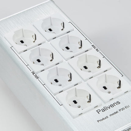 Pailvens HiFi pikendusjuhe, 8-suunaline häirete filtri pistikupesa LCD-ekraaniga, ülepingekaitse, koormuskaitse kuni 15 A, mitmikpesa kõlaritele, CD-DVD-mängija, hõbedane