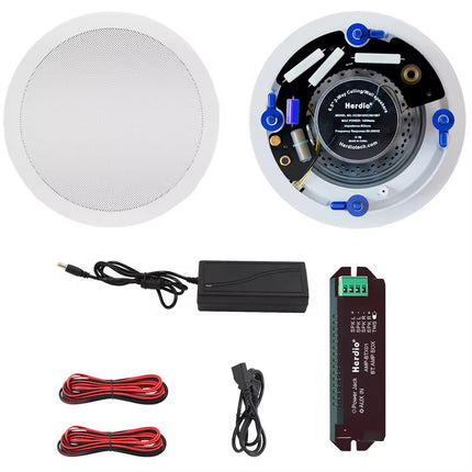 Herdio 6.5-inch Bluetooth Ceiling Speaker, 160 Watt Compatible In-Ceiling Speaker, Flush Mount Sound, for Home, Bathroom, Kitchen, Office with Full Range Sound