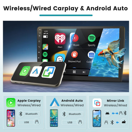 Hikity 2+64G Android 13 autoraadio ja navigatsioon Kia Rio 2012-2015 jaoks koos juhtmevaba CarPlay, Android Auto Mirror Linki, 9-tollise puutetundliku ekraaniga raadio, GPS, WiFi, Bluetooth, FM RDS EQ, MIC, SWC tahavaatekaamera