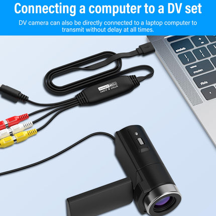 Video Grabber teisaldab VHS-i USB 2.0 Hi8 VHS-ile, digiteerib DVD-videokaarti RCA/S-Video adapteriga, VCR-digitaalmuundur Macile, Windows 2000, XP-le, WIN7/8/10/11-le