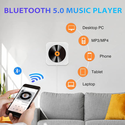 Kaasaskantav CD-mängija lauaalusega, Bluetooth CD-mängija, raadioga CD-mängija koduseks kasutamiseks, toetab FM-i, USB-porti, AUX-sisendit/väljundit, isiklik audiopleier reguleeritava nurgaga alusega