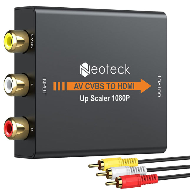 Neoteck 1080P AV-HDMI muunduri adapter 1080P/720P 3RCA AV CVBS analoog-digitaalkomposiit-HDMI metallkorpus telerile PS2 STB VHS VCR BlueRay DVD projektorile mängukonsoolile
