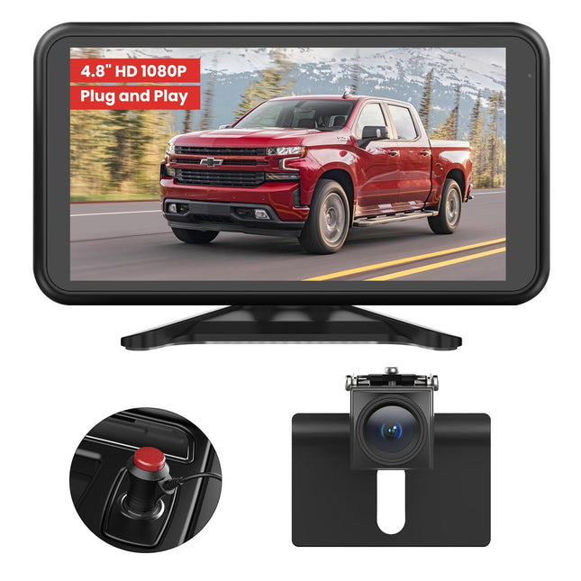 Auto-VOX tahavaatekaamera autole: Plug &amp; Play 4.8" 1080P tahavaatekaamera järelpaigaldatav stabiilne signaal, selge öise nägemisega tahavaatekaamerasüsteem, IP69K tahavaatekaamerad 3x suumiga veoautodele, maasturitele ja matkaautodele