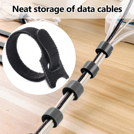 Reusable Cable Ties, Adjustable Cable Ties, Black Hook and Loop Cable Ties, Multipurpose Cable Ties, Cable Organizer for PC, Cell Phones, Computer Cable Management, 100 Pack