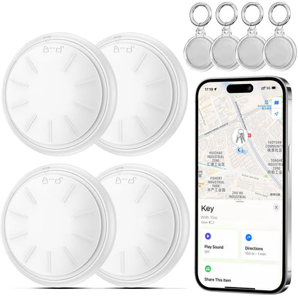 4 Pack Air Tracker Tag, Smart Bluetooth Item Finder, Smart Tag works with Apple Find My App (IOS only), Tracker Bluetooth replaceable battery, for keys, luggage, suitcases, wallets,