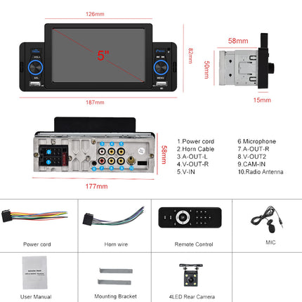 Hodozzy 1 DIN autoraadio, Carplay, Android Auto, 5-tolline puutetundlik ekraan, raadio, FM-raadio, stereo, Mirror Link, Bluetooth, USB/AUX-sisend, SD-kaardi pesa, juhtmevaba ...
