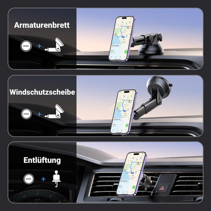 UGREEN MagSafe autohoidik 2-ühes autotelefonihoidik, 360° pööratav autotelefonihoidik õhutusava ja iminapaga, ühildub iPhone 16/15/14/13/12 Pro Max Mini ja kõigi nutitelefonidega