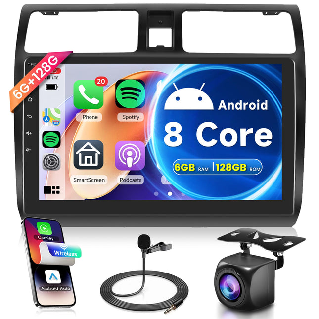 6G+128G 8 Core Wireless Carplay Android 13 Car Radio 2 Din for Suzuki Swift 2003-2010 10.1 inch Car Radio with Wireless Android Auto Navigation GPS WiFi Mirror Link Bluetooth FM/RDS DSP EQ SWC Rear View Camera