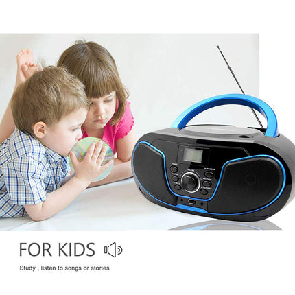 Kaasaskantav CD-mängija Boombox Bluetooth - FM-raadio, USB-sisendi ning AUX- ja kõrvaklappide portidega, 2 x 2-vatise RMS-stereosüsteemiga (LP-D02)