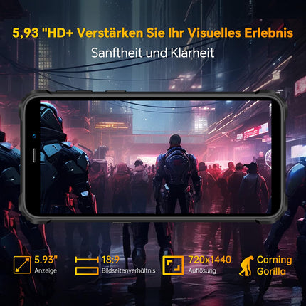 OUKITEL WP32 Android 13 välistingimustes kasutatav mobiiltelefon 12 GB + 128 GB (1 TB laiendatav) vastupidav nutitelefon ilma lepinguta 5,93-tolline HD+ ehitusplatsi telefon 20 MP + 5 MP kaamera 4G kahe SIM-kaardiga, IP68/NFC/OTG/GPS/Face ID