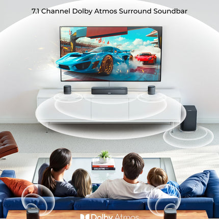 ULTIMEA 7.1-kanaliline Dolby Atmose heliriba, 3D ruumilise heli süsteem kodukinole 4 ruumilise heli kõlariga, rakendus, kodukino helisüsteem, teleri heliriba subwooferiga, HDMI eARC, Bluetooth 5.3, Aura A60