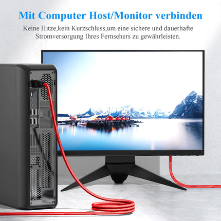 Toitekaabel 3-kontaktiline, RIKSOIN külmseadmete kaabel 3m nailonist punutud universaalne toitekaabel (CEE 7/7 kuni IEC60320 C13) VDE-ga monitoride, arvutite, printerite, PS3/PS4 PRO, skannerite, telerite, ekraanide, projektorite jne jaoks.