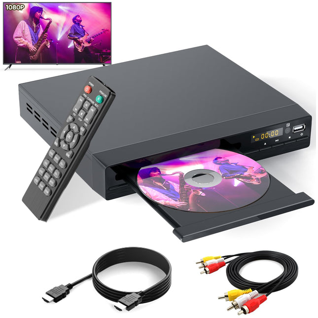 DVD-CD-mängija telerile, üleskonverteerimine HD 1080p-ks, kõik piirkonnad, katkestusmälu, sisseehitatud PAL/NTSC, USB 2.0