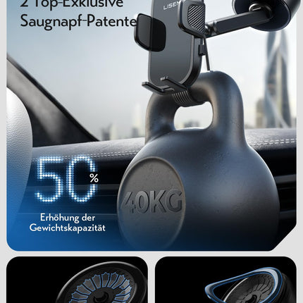 LISEN autotelefoni hoidik telefonihoidik autosse kinnitatav mobiiltelefon - [automaatne adsorptsioon] vaakumtelefoni hoidik auto elektriline iminapp auto mobiiltelefoni laadimisjaamad iPhone 16 15 Samsung Huawei Xiaomi jaoks