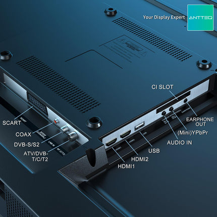 Antteq AB42D1 42-tolline (107 cm) LED-teler, Dolby Audio, kolmekordne tuuner DVB-C / T2 / S2, CI+, HDMI, USB-meediapleier, digitaalne heliväljund, sh hotellirežiim